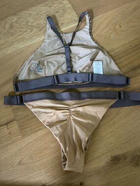 Blue Life Tan and Dark Gray Two-Piece Bikini Set